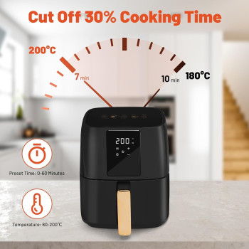 Xoopla Air Fryer, Smart Air Fryer 1500W Powerful Electric Air Fryers 360 Hot Air Convection Technology Quick, Meals, Technology, 5 Preset & High Auto Shut off
