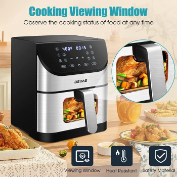Air Fryer 7L Oilless AirFryer 1500W Electric Healthy Oven Cooker with Visible Cooking Window, 10 Presets in One Touch, Digital Control, Customerizable Cooking, Non-Stick Basket