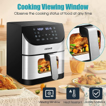 Air Fryer 7L Oilless AirFryer 1500W Electric Healthy Oven Cooker with Visible Cooking Window, 10 Presets in One Touch, Digital Control, Customerizable Cooking, Non-Stick Basket
