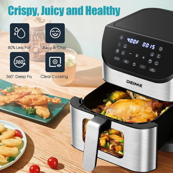 Air Fryer 7L Oilless AirFryer 1500W Electric Healthy Oven Cooker with Visible Cooking Window, 10 Presets in One Touch, Digital Control, Customerizable Cooking, Non-Stick Basket