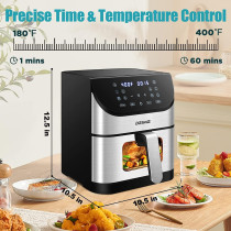 Air Fryer 7L Oilless AirFryer 1500W Electric Healthy Oven Cooker with Visible Cooking Window, 10 Presets in One Touch, Digital Control, Customerizable Cooking, Non-Stick Basket