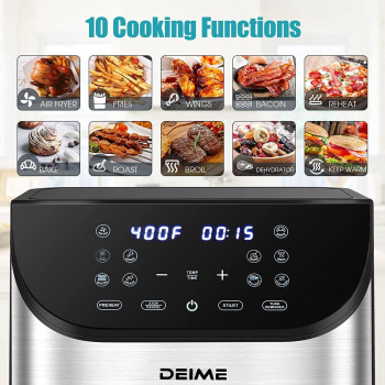 Air Fryer 7L Oilless AirFryer 1500W Electric Healthy Oven Cooker with Visible Cooking Window, 10 Presets in One Touch, Digital Control, Customerizable Cooking, Non-Stick Basket