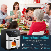 Air Fryer 7L Oilless AirFryer 1500W Electric Healthy Oven Cooker with Visible Cooking Window, 10 Presets in One Touch, Digital Control, Customerizable Cooking, Non-Stick Basket