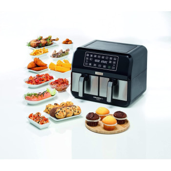 KENWOOD Digital Twin Air Fryer 1.7KG+1.7KG 4L+4L XXXL Capacity with Dual Frying Baskets for Frying - HFM75.000MB