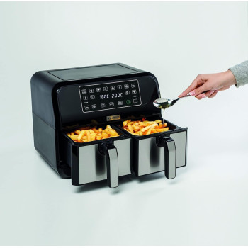 KENWOOD Digital Twin Air Fryer 1.7KG+1.7KG 4L+4L XXXL Capacity with Dual Frying Baskets for Frying - HFM75.000MB