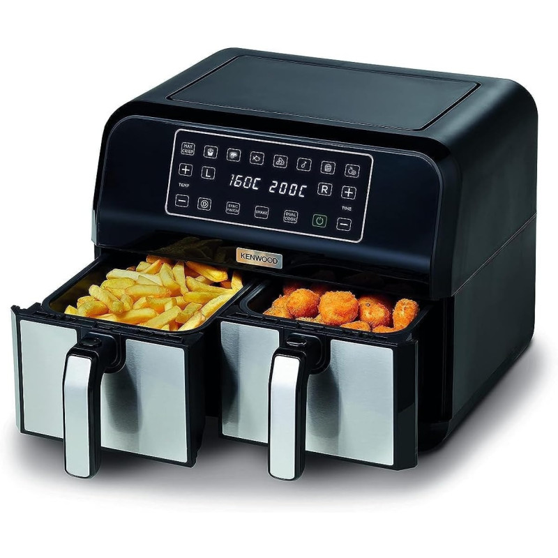 KENWOOD Digital Twin Air Fryer 1.7KG+1.7KG 4L+4L XXXL Capacity with Dual Frying Baskets for Frying - HFM75.000MB