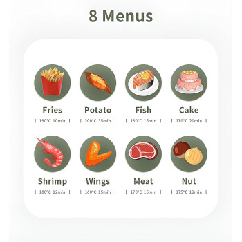 BIXBITE Multifunctional Air Fryer 8 Liter Large Capacity Digital Touch Control Panel 8 Different Menu with Temperature Adjustable Instant Pot QF605B