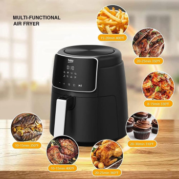 Beko Air Fryer 3.9L, 1500W, Digital Control Panel, Present Defrost, French Fries, Chicken Wings, Steak, Shrimp, Fish, Cake, Air Drying Functions - FRL 2244B