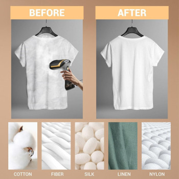 NIBEMINENT Clothes Steamer, 15S Fast-Heat 1500W Garment Steamer, Handheld Steamer 2 Steam Settings, Portable Steamer With 350ML Detachable Water Tank & 2M Line & Steamer Special Gloves