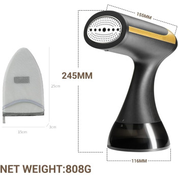 NIBEMINENT Clothes Steamer, 15S Fast-Heat 1500W Garment Steamer, Handheld Steamer 2 Steam Settings, Portable Steamer With 350ML Detachable Water Tank & 2M Line & Steamer Special Gloves