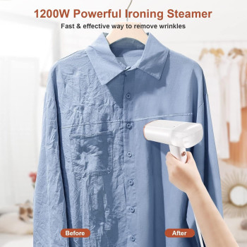 XVersion Handheld Steamer for Clothes, Foldable Handheld Clothing Wrinkles Remover for Garments, 1 Year Manufacturer Warranty - White