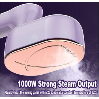 Mini Steam Iron for Clothes, 180 Rotating Handheld Steam Iron, Portable Steamer Travel Iron, Micro Steam Iron Mini Handheld Garment Steamer Support Dry (Purple)