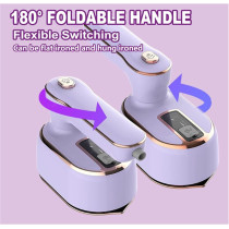 Mini Steam Iron for Clothes, 180 Rotating Handheld Steam Iron, Portable Steamer Travel Iron, Micro Steam Iron Mini Handheld Garment Steamer Support Dry (Purple)