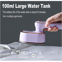Mini Steam Iron for Clothes, 180 Rotating Handheld Steam Iron, Portable Steamer Travel Iron, Micro Steam Iron Mini Handheld Garment Steamer Support Dry (Purple)