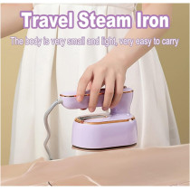 Mini Steam Iron for Clothes, 180 Rotating Handheld Steam Iron, Portable Steamer Travel Iron, Micro Steam Iron Mini Handheld Garment Steamer Support Dry (Purple)