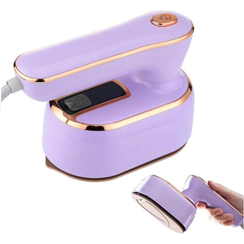 Mini Steam Iron for Clothes, 180 Rotating Handheld Steam Iron, Portable Steamer Travel Iron, Micro Steam Iron Mini Handheld Garment Steamer Support Dry (Purple)