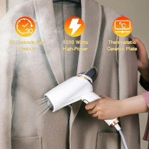Portable Handheld Garment Steamer, Yakiter 1000W Fast-Heat in 10 Second Steamer Steam Irons, Foldable Mini Ironing Machine for Different Types of Fabrics, Best for Travel and Home, White