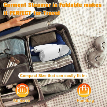 Portable Handheld Garment Steamer, Yakiter 1000W Fast-Heat in 10 Second Steamer Steam Irons, Foldable Mini Ironing Machine for Different Types of Fabrics, Best for Travel and Home, White