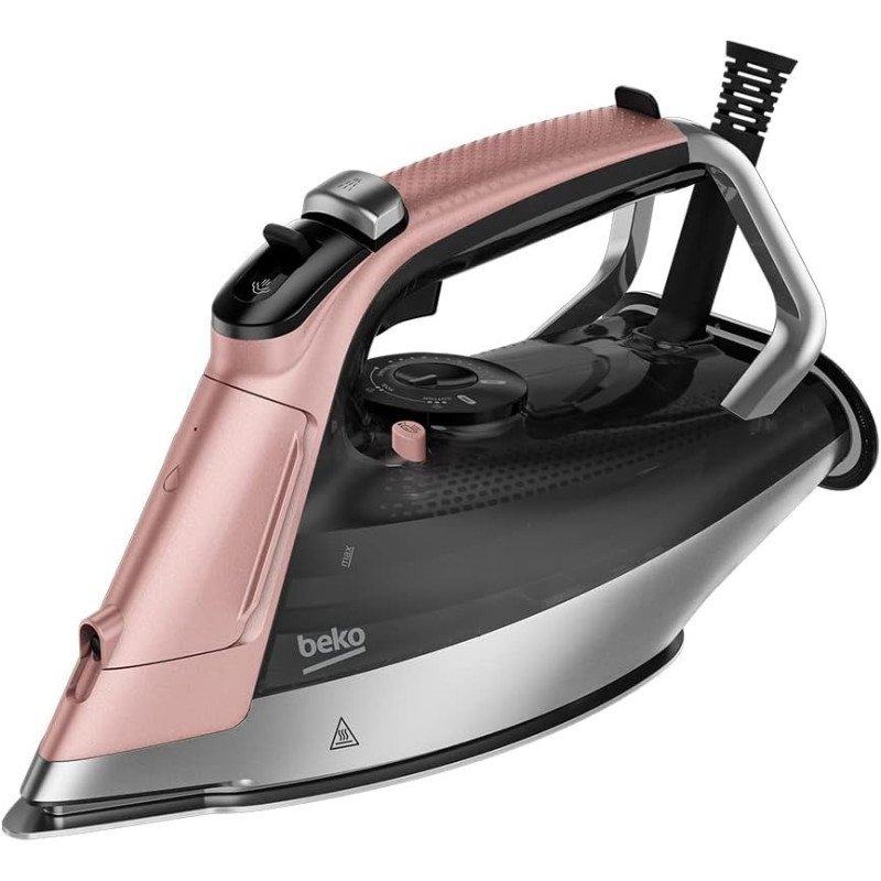 Beko Steam Iron, 3000W, 270G/Min, 350ML, Soft Glide, Vertical Ironing, Auto-Shut, Pink - SIM8130P