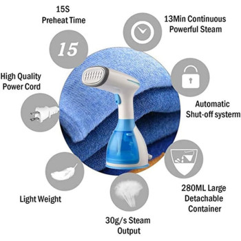 Gonice Steamer for Clothes, Blue Handheld Garment Steamer, 1200W Mini Travel Steamer, Portable Fabric Steam Iron Auto Shut Off & Leak Proof for Travel and Home Use