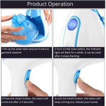 Gonice Steamer for Clothes, Blue Handheld Garment Steamer, 1200W Mini Travel Steamer, Portable Fabric Steam Iron Auto Shut Off & Leak Proof for Travel and Home Use