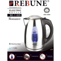 REBUNE Electric Kettle Stainless Steel Fast for Tea and Coffee, 1.7L, 2200W, Silver, RE-1-025 