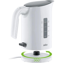  Braun PurEase Kettle, 1L, 2200W, 3-Way protection, Rapid boil system 45sec  Electric Kettle, White - WK3000WH