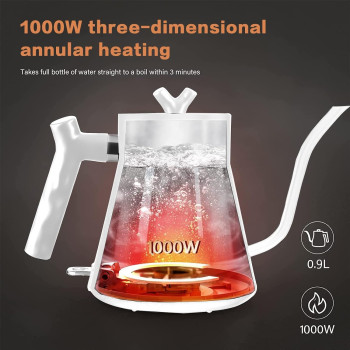 Tepengdie Electric Kettle for Boiling Water, Stainless Steel Filter & Lid, 1L 1000W Electric Tea Kettle & Electric Water Boiler, Auto Shut-Off & Boil-Dry Protection, BPA Free, Matte White