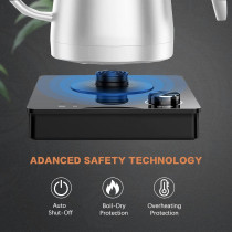 Tepengdie Electric Kettle for Boiling Water, Stainless Steel Filter & Lid, 1L 1000W Electric Tea Kettle & Electric Water Boiler, Auto Shut-Off & Boil-Dry Protection, BPA Free, Matte White