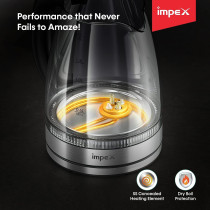 Impex STEAMER 1802 1500W 1.8 Litres Stainless Steel Electric Kettle with 360 Degree rotating base stainless steel Concealed Heating Element, 2 Years Warranty