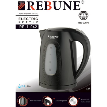 Rebune Electric Kettle 2L, 2200W, Automatic Safety Shut-Off Blue LED Indicator For Tea Coffee Hot Chocolate Soup Hot Water Black, RE-1-042