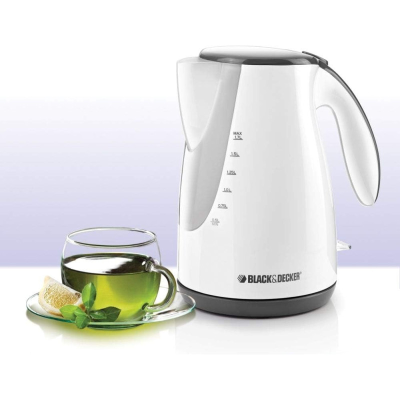 Black & Decker Cordless Stainless Steel Electric Kettle, 1.7L, White, JC72-B5