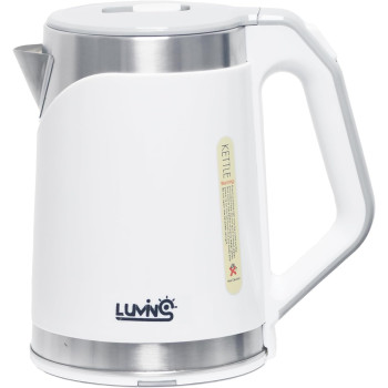 Lumins Stainless Steel Electric Tea Kettle With Auto Shut-Off and Boil Dry Protection, 1.7L Cordless Hot Water Boiler With Swivel Base, KT White
