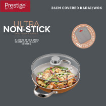 Prestige Ultra 26 Cm Kadai With Glass Lid And Pan Holder PR22604