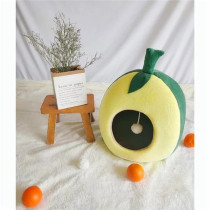 Pets Club Igloo Cat Bed Indoor House With High Density Sponge - Yellow With Green - 45*52*58 Cm Large - Petsclub