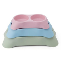 Pets Club Double Dining Bowl - 64 Ml - 23*13*4 Cm Green - Petsclub