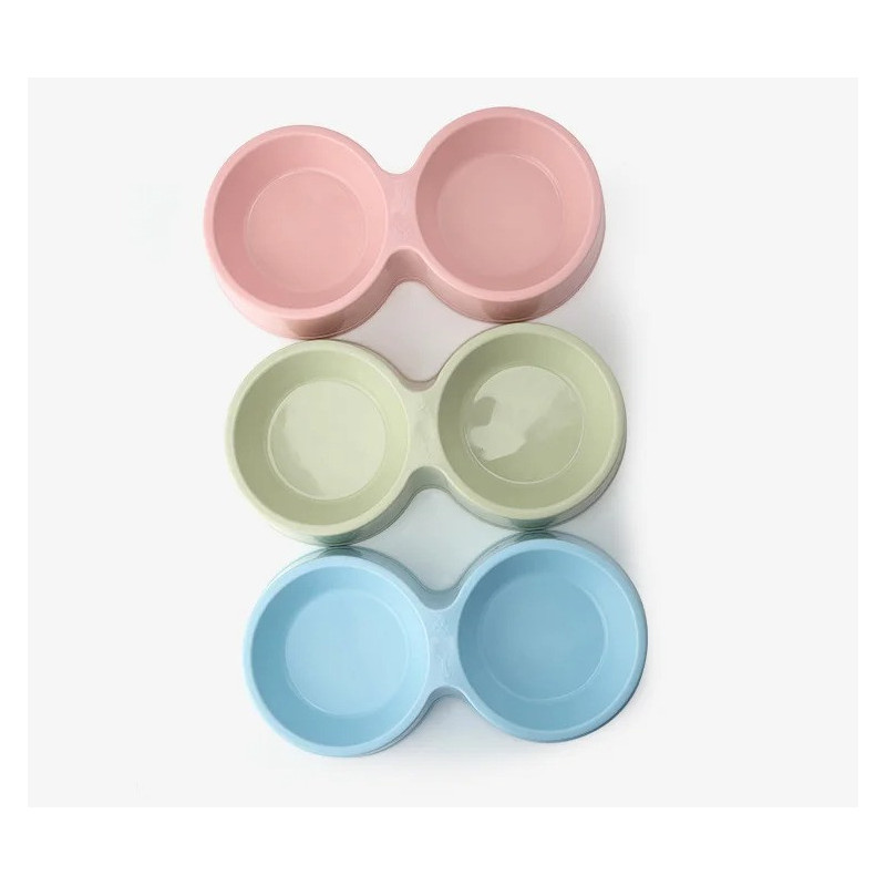 Pets Club Plastic Double Bowl - 88 Ml - 28*14.5*5.5 Cm - Blue - Petsclub