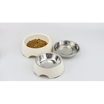 Melamine Yellow Stainless Steel Bowl With Anti- Slip Circle On The Bottom, ,Volume:160 Ml, Size:12*12*4.5 Cm - Petsclub