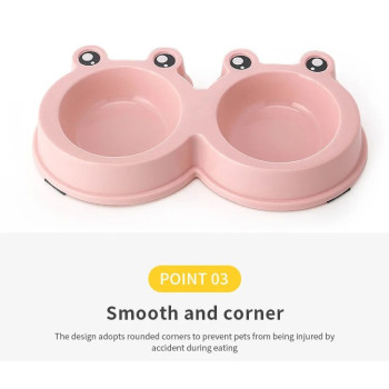 Pets Club Frog Shaped Double Bowl - 98 Ml - 27.8*15.5*4 Cm - Pink Small - Petsclub