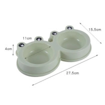 Pets Club Frog Shaped Double Bowl - 98 Ml - 27.8*15.5*4 Cm - Green Small - Petsclub