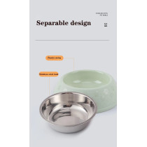 Paw Print Single Dining Pet Feedrer With Stainless Steel Bowl & Non Slip Rubber Bottom-Green -29.5*10Cm - Petsclub
