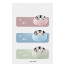 Paw Print Single Dining Pet Feedrer With Stainless Steel Bowl & Non Slip Rubber Bottom-Green -29.5*10Cm - Petsclub