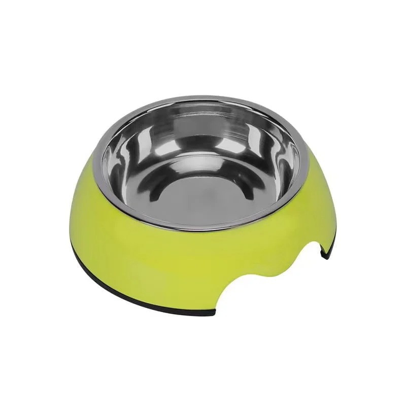 Melamine Green Stainless Steel Bowl With Anti-Slip Circle On The Bottom,Volume:160 Ml,Size:12*12*4.5 Cm - Petsclub