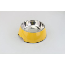 Melamine Yellow Stainless Steel Bowl With Anti-Slip Circle On The Bottom,Volume:160 Ml,Size:12*12*4.5 Cm - Petsclub