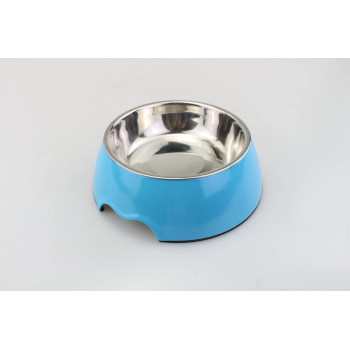 Melamine Blue Stainless Steel Bowl With Anti-Slip Circle On The Bottom,Volume:160 Ml,Size:12*12*4.5 Cm - Petsclub