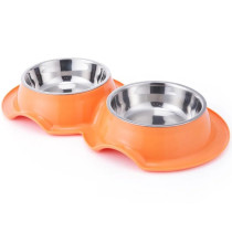 Pets Club Plastic Double Bowl Anti-Ant, Size 38*21*5.5Cm - Orange - Petsclub