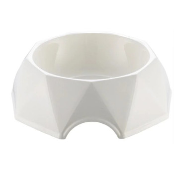 Pets Club Diamond Shape Pet Bowl-White- Size(Cm):15.6*15.6*4.8Cm - Petsclub