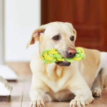 Pets Club Green & Yellow Chew Corn Cotton Rope Toy Green