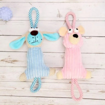For Pet Dog Chew Squeak Toys Fleece With Cotton Handle Rope