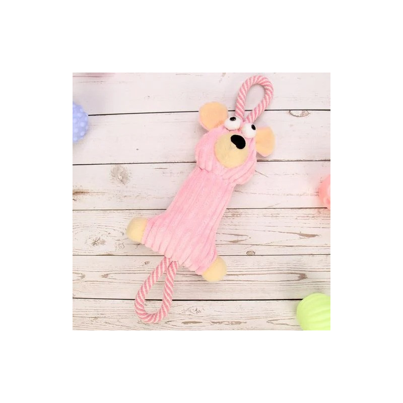 For Pet Dog Chew Squeak Toys Fleece With Cotton Handle Rope